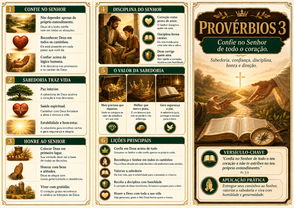Folder Visual de Provérbios 3: Confie no Senhor de todo o coração